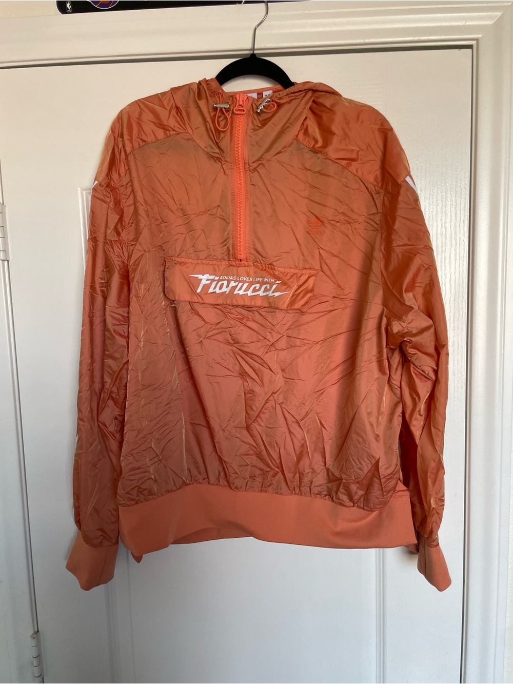 Adidas x Fiorucci Coral-pink Hooded Pullover Windbreaker